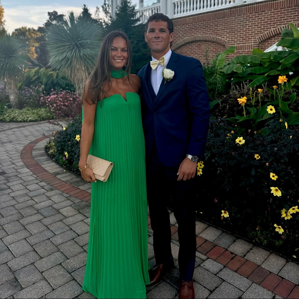 Lulu’s Green Pleated Maxi Dress Gown